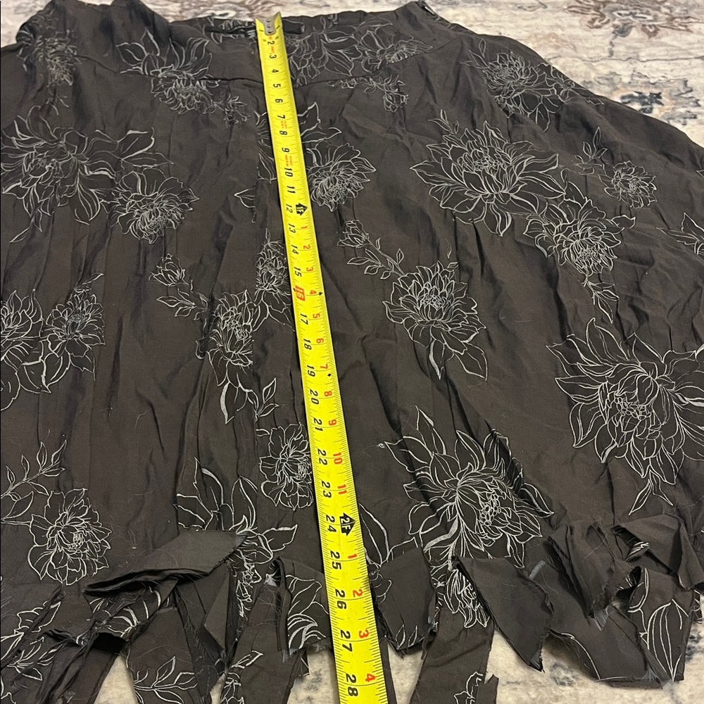 Black Boho Floral Skirt Asymmetrical Hem Flowy Fairy Grunge Anthropologie Style - Picture 7 of 8